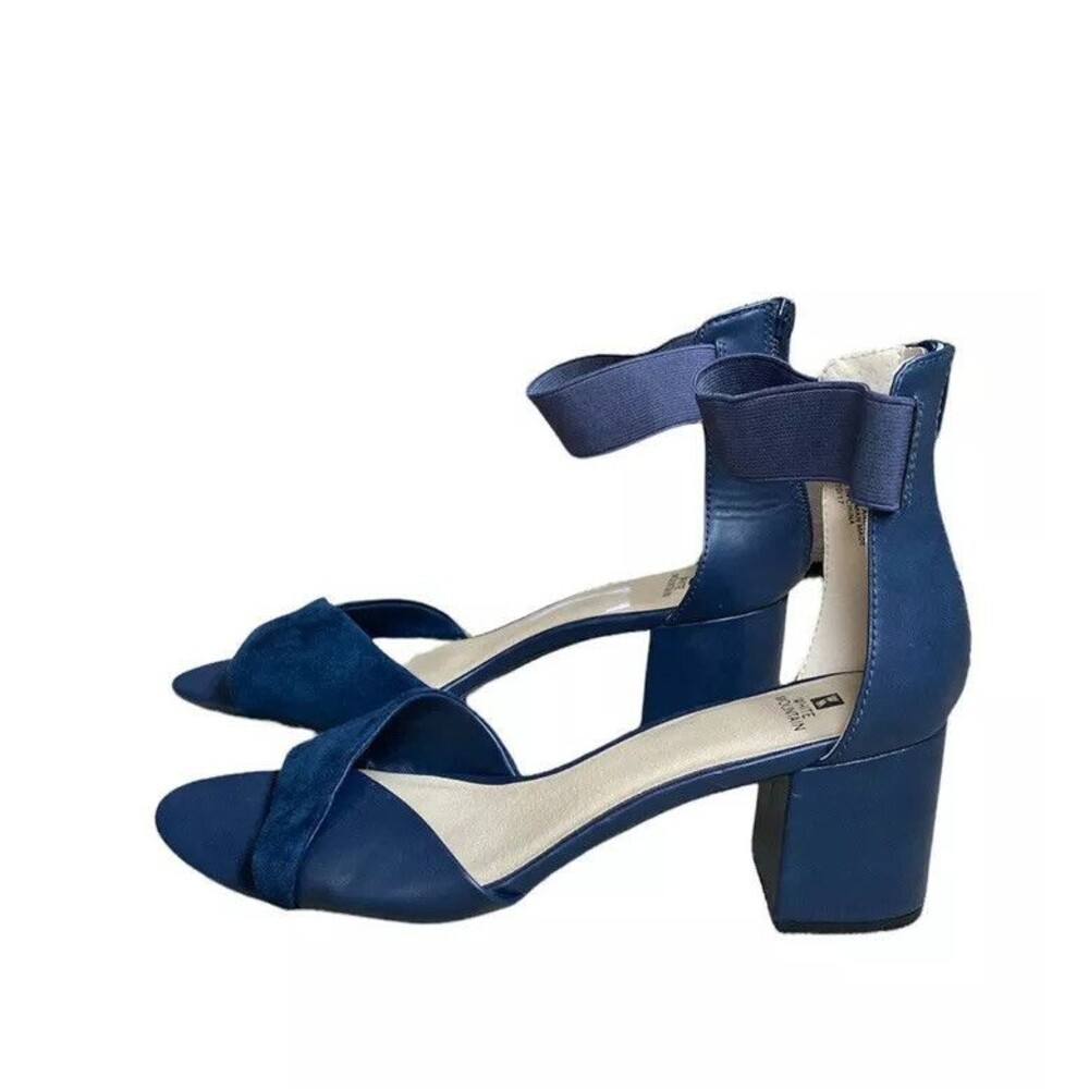 White Mountain Womens Evie Ankle Strap Block Heel Dress Sandals Shoes 9 M Blue
